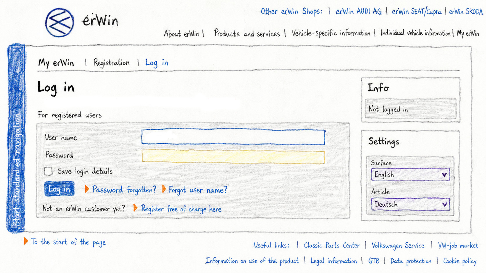 Login page mockup